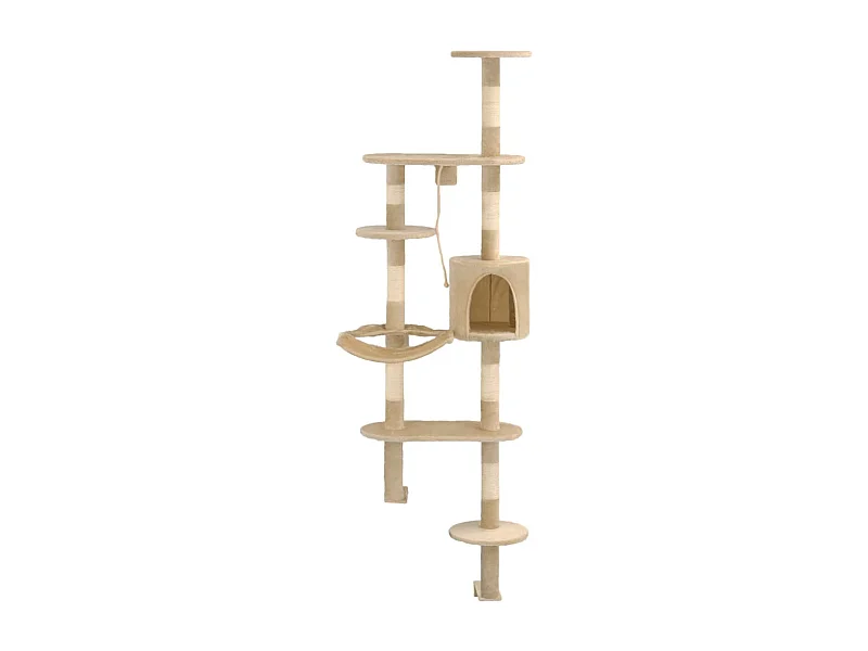 Kattenkrabpaal met sisal krabpalen wandmontage 194 cm beige