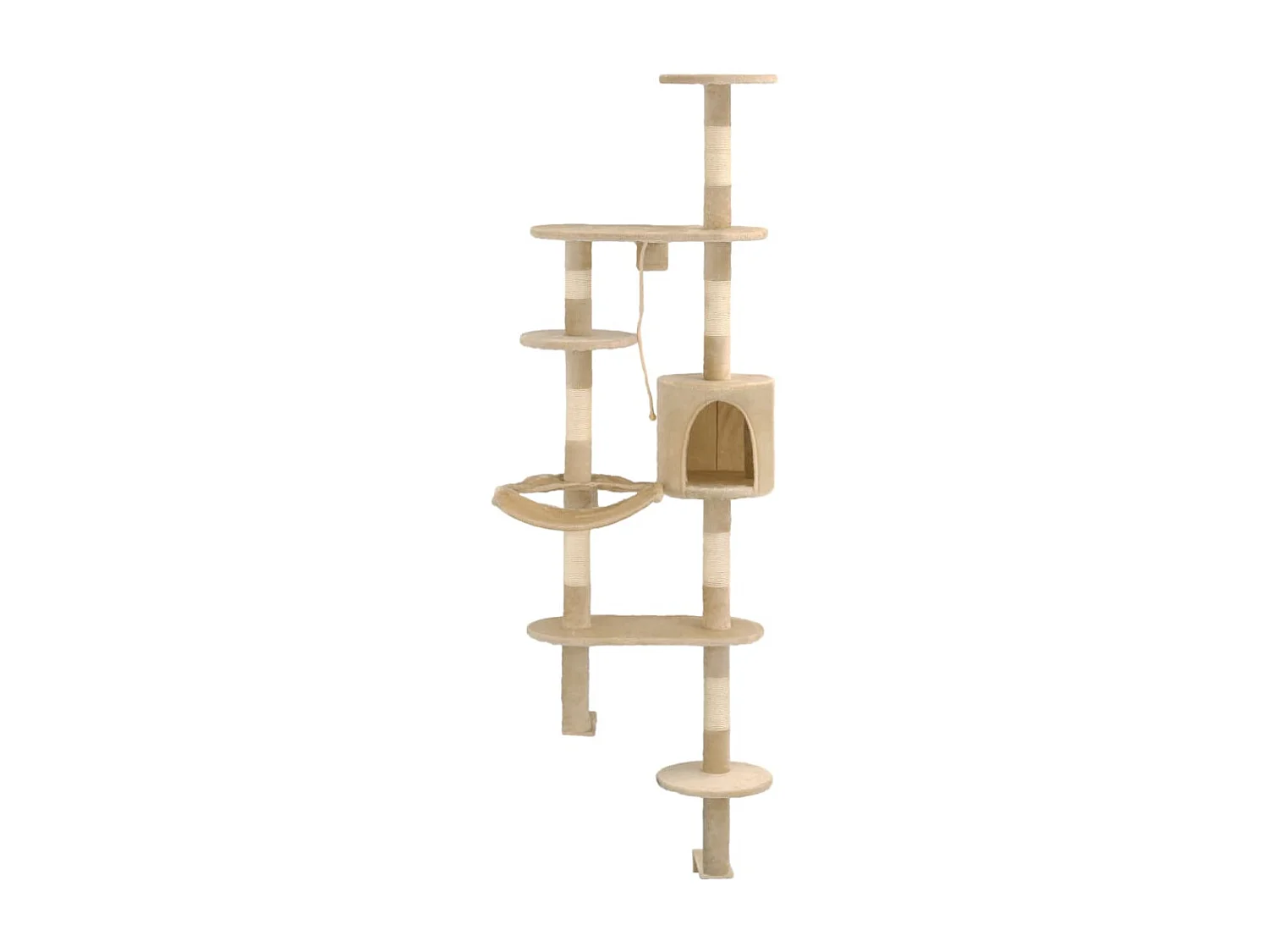 Kattenkrabpaal met sisal krabpalen wandmontage 194 cm beige