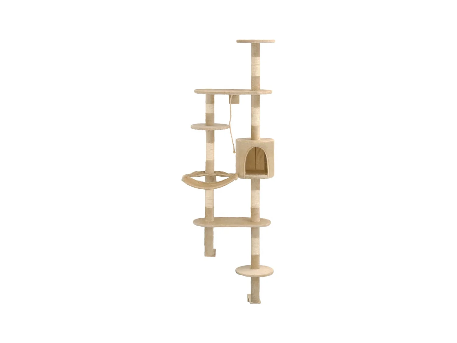 Kattenkrabpaal met sisal krabpalen wandmontage 194 cm beige