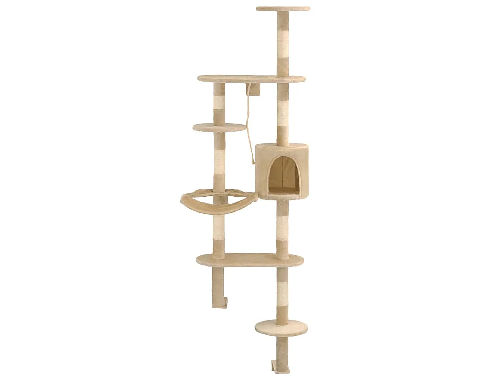 Arbre à chat avec griffoirs en sisal Montage mural 194 cm Beige