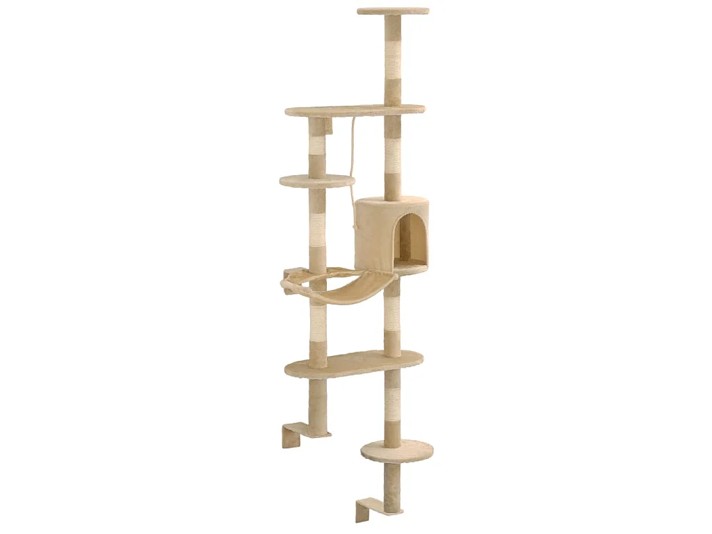 Arbre à chat avec griffoirs en sisal Montage mural 194 cm Beige