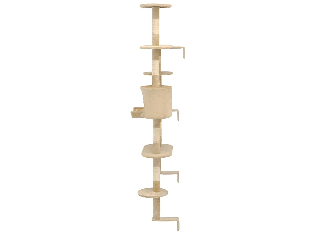 Arbre à chat avec griffoirs en sisal Montage mural 194 cm Beige