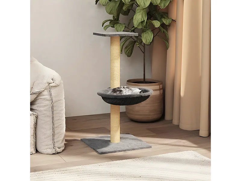 Arbre à chat avec griffoir en sisal Gris clair 74 cm