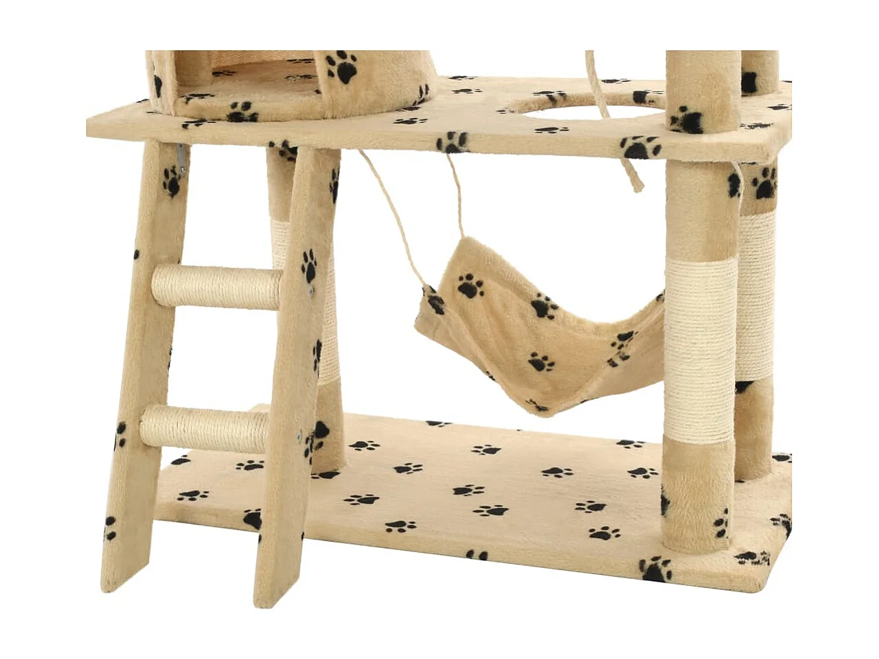 Kattenkrabpaal met sisal krabpalen 140 cm pootafdrukken beige