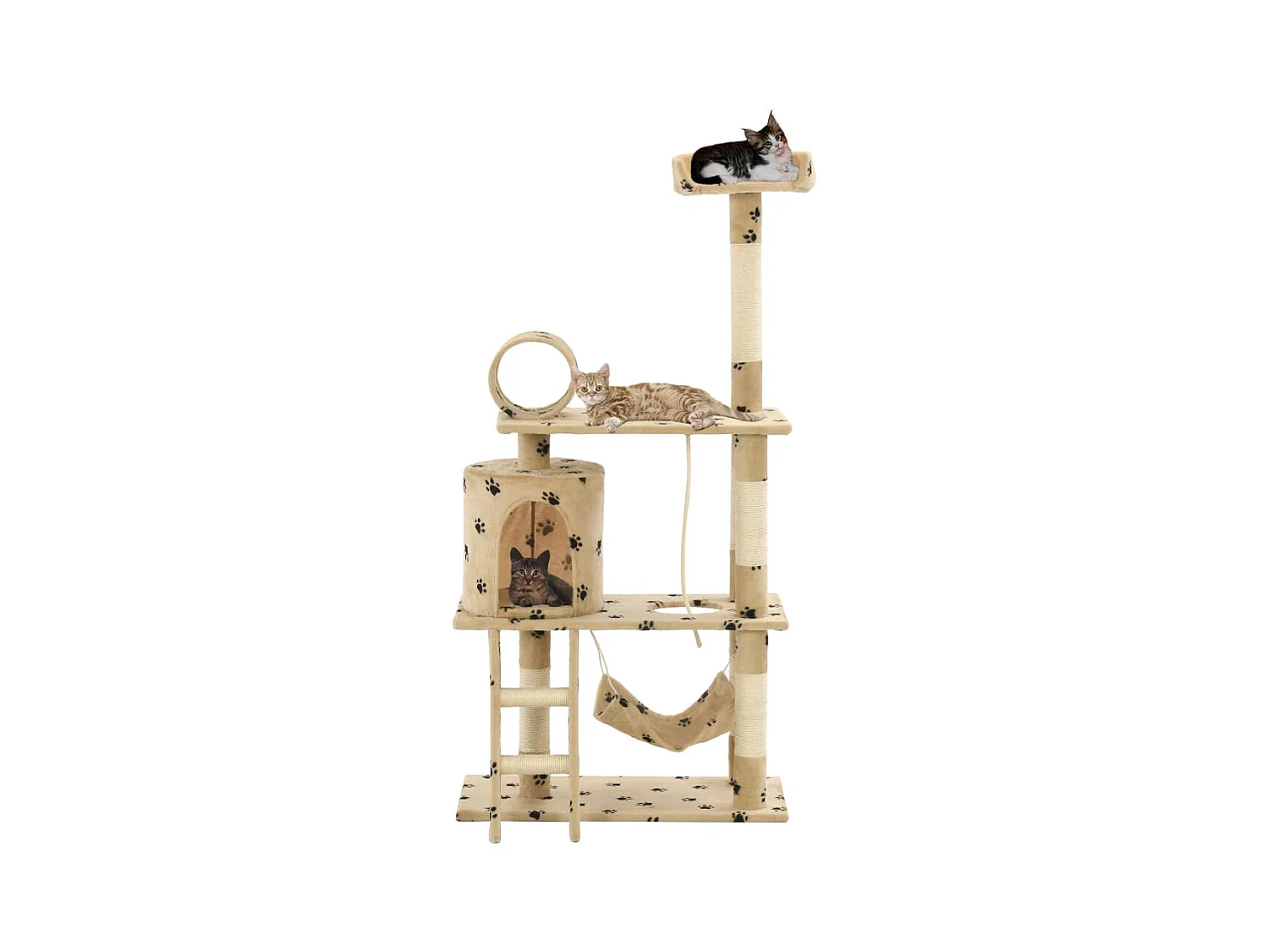 Árvore para gatos c/postes arranhadores sisal 140 cm bege