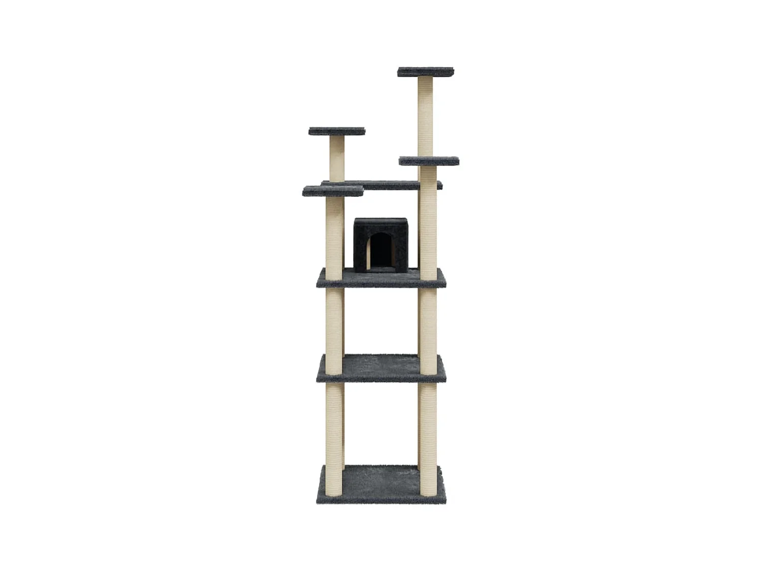 Árvore p/ gatos c/ postes arranhadores sisal 171cm cinza-escuro