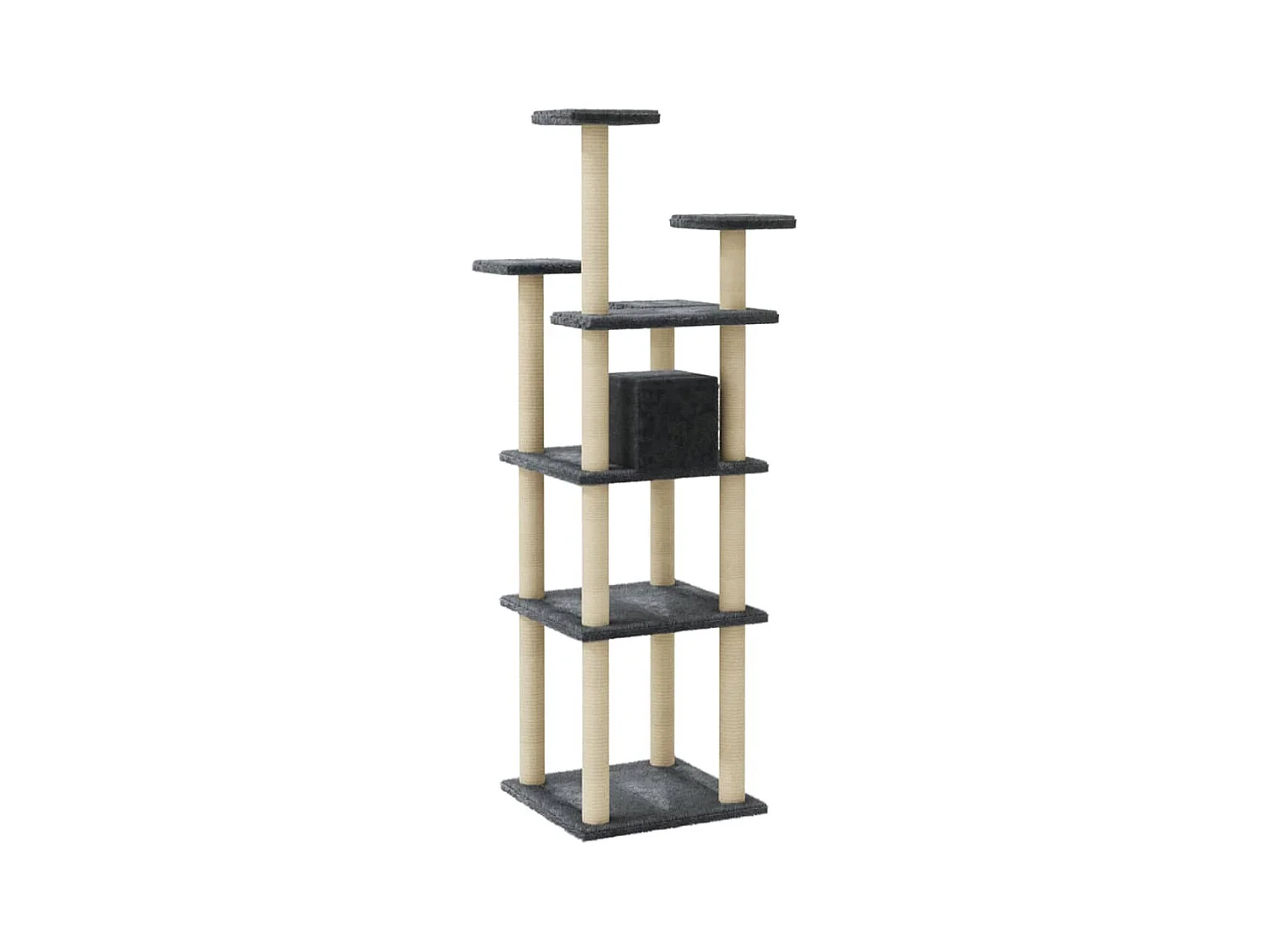 Árvore p/ gatos c/ postes arranhadores sisal 171cm cinza-escuro
