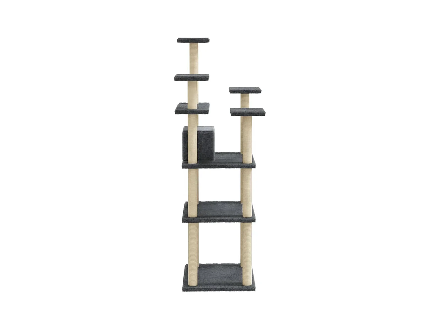 Árvore p/ gatos c/ postes arranhadores sisal 171cm cinza-escuro