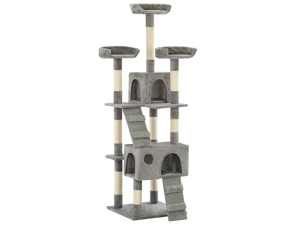 Árvore para gatos c/ postes arranhadores sisal 170 cm cinzento