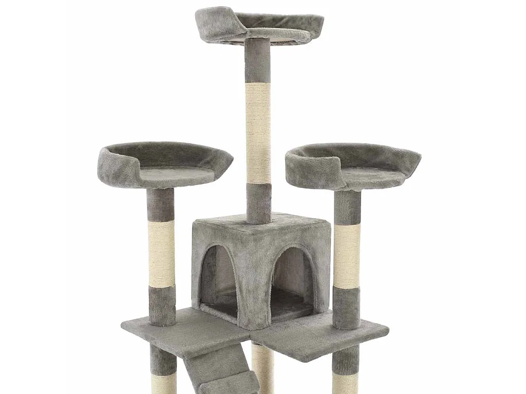 Árvore para gatos c/ postes arranhadores sisal 170 cm cinzento
