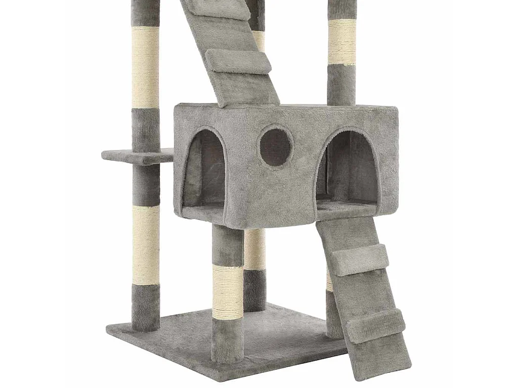 Árvore para gatos c/ postes arranhadores sisal 170 cm cinzento