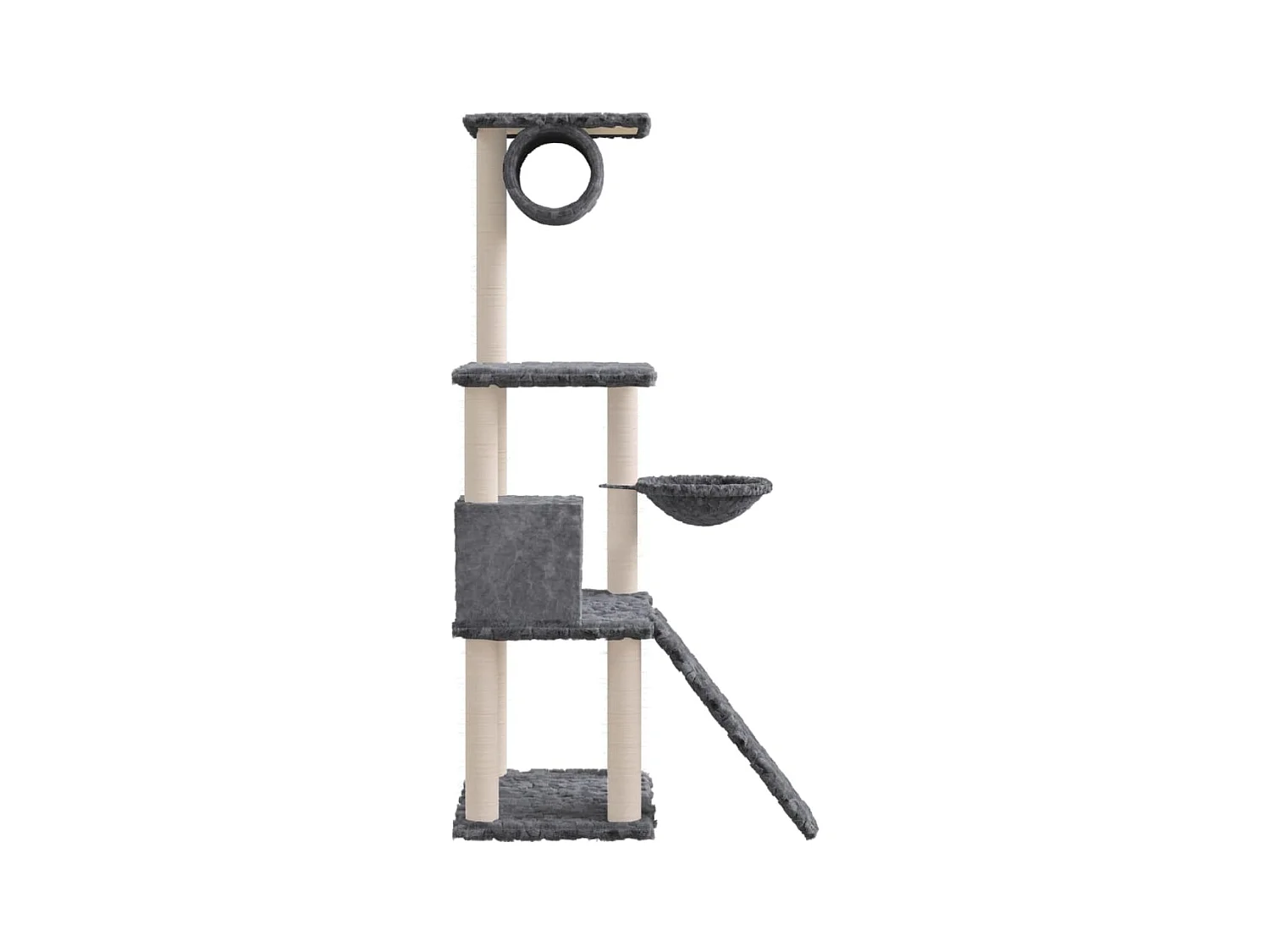 Albero per Gatti con Tiragraffi in Sisal Grigio Scuro 131 cm