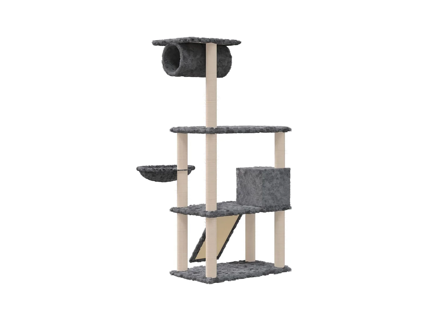 Albero per Gatti con Tiragraffi in Sisal Grigio Scuro 131 cm