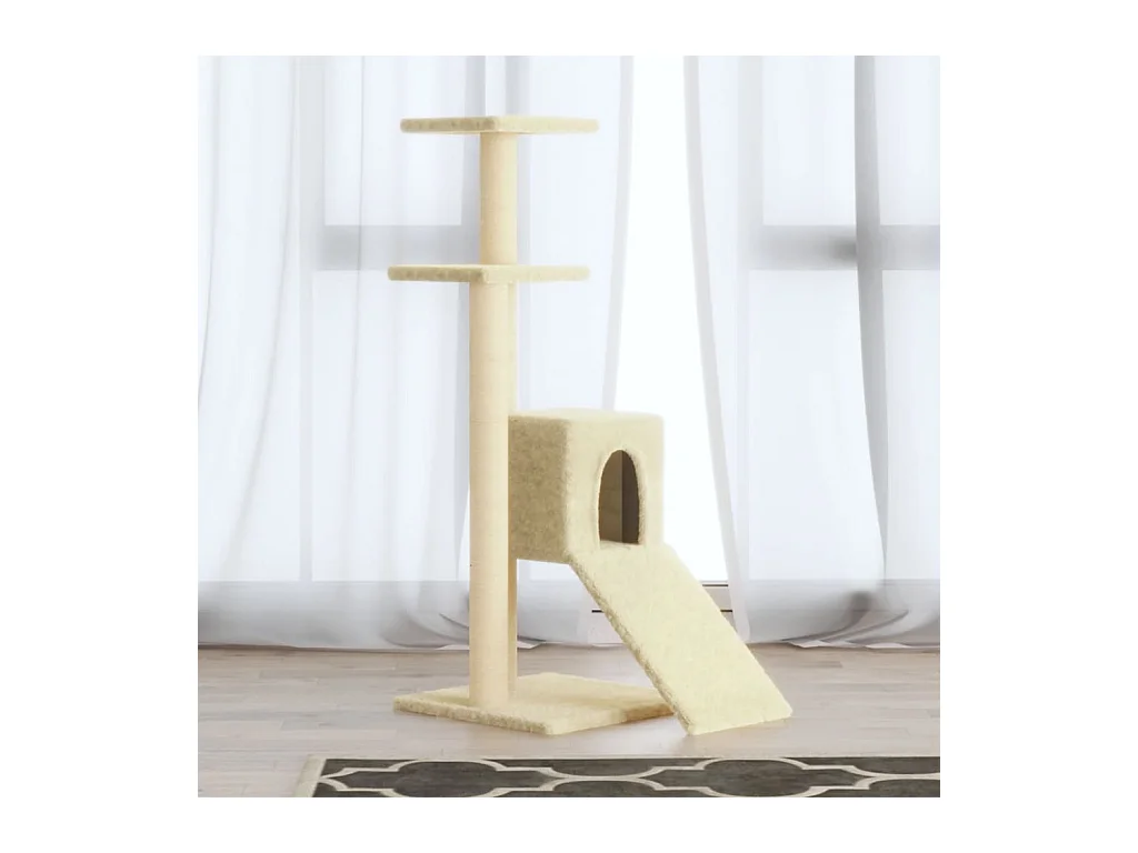 Árvore para gatos c/ postes arranhadores sisal 92 cm cor creme