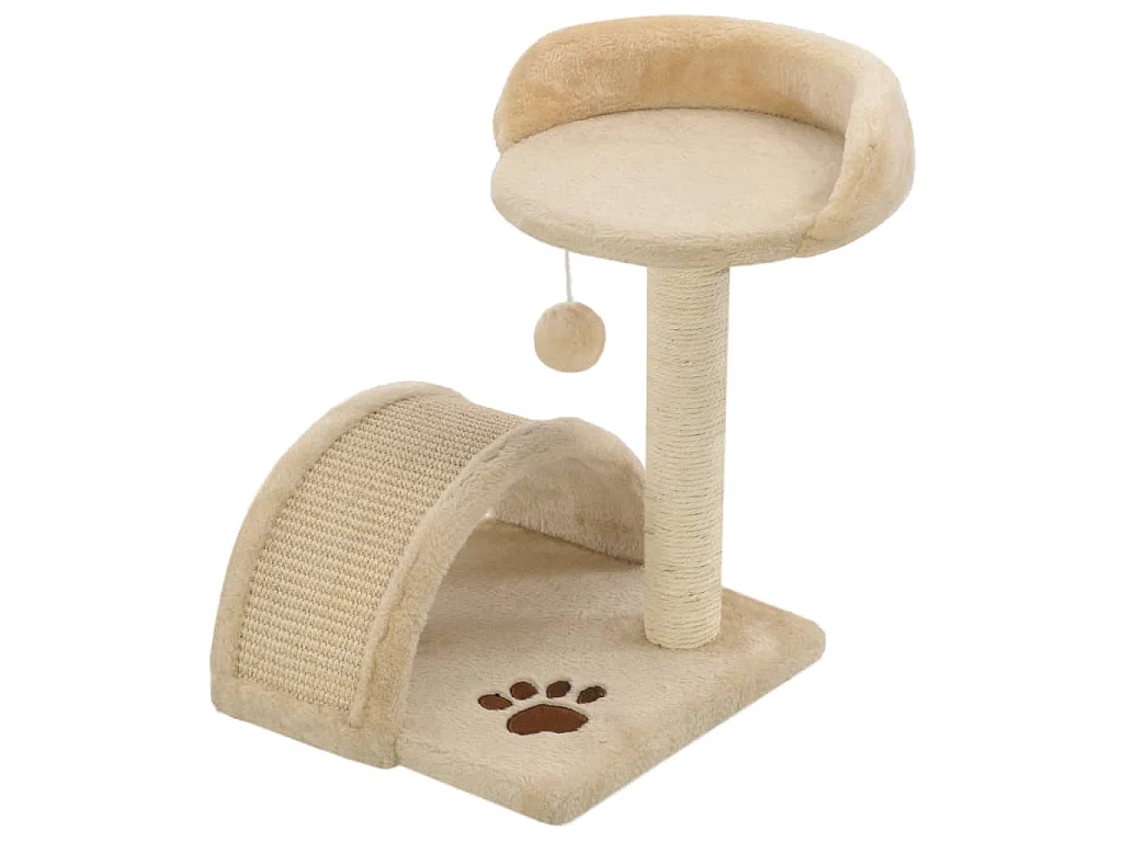 Arbre à chat avec griffoir en sisal 40 cm Beige et Marron