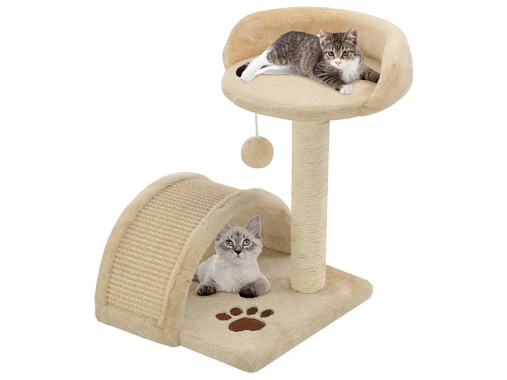 Arbre à chat avec griffoir en sisal 40 cm Beige et Marron