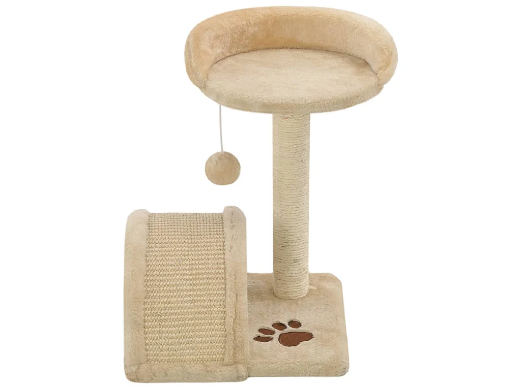 Arbre à chat avec griffoir en sisal 40 cm Beige et Marron