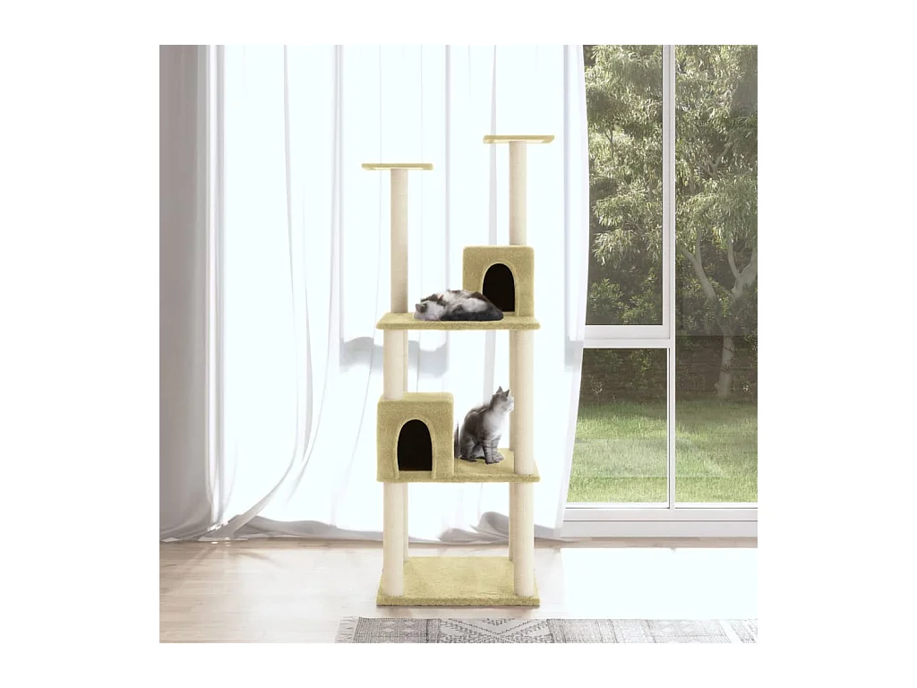Arbre à chat avec griffoirs en sisal Crème 141 cm