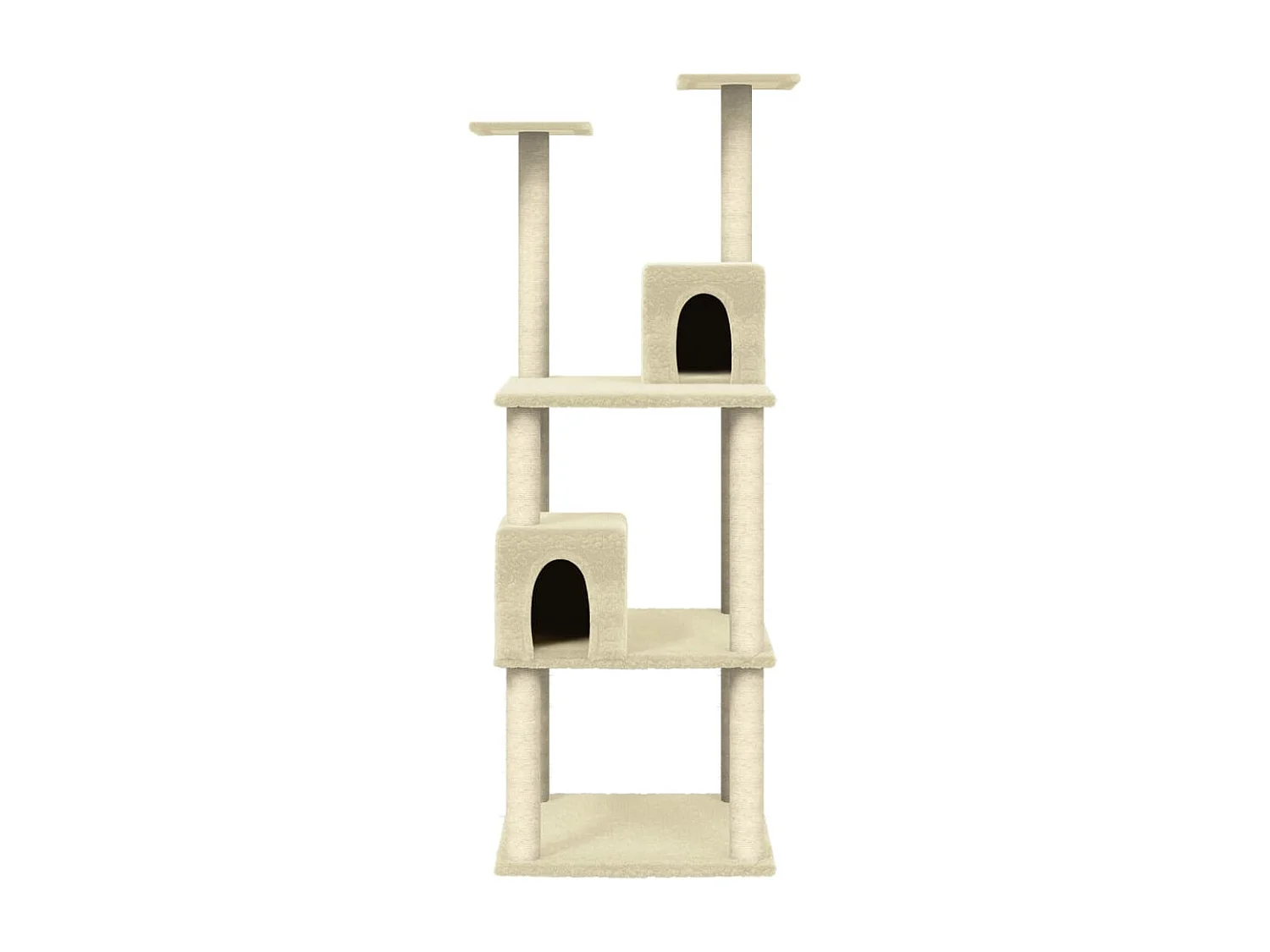 Rascador para gatos con postes de sisal color crema 141 cm