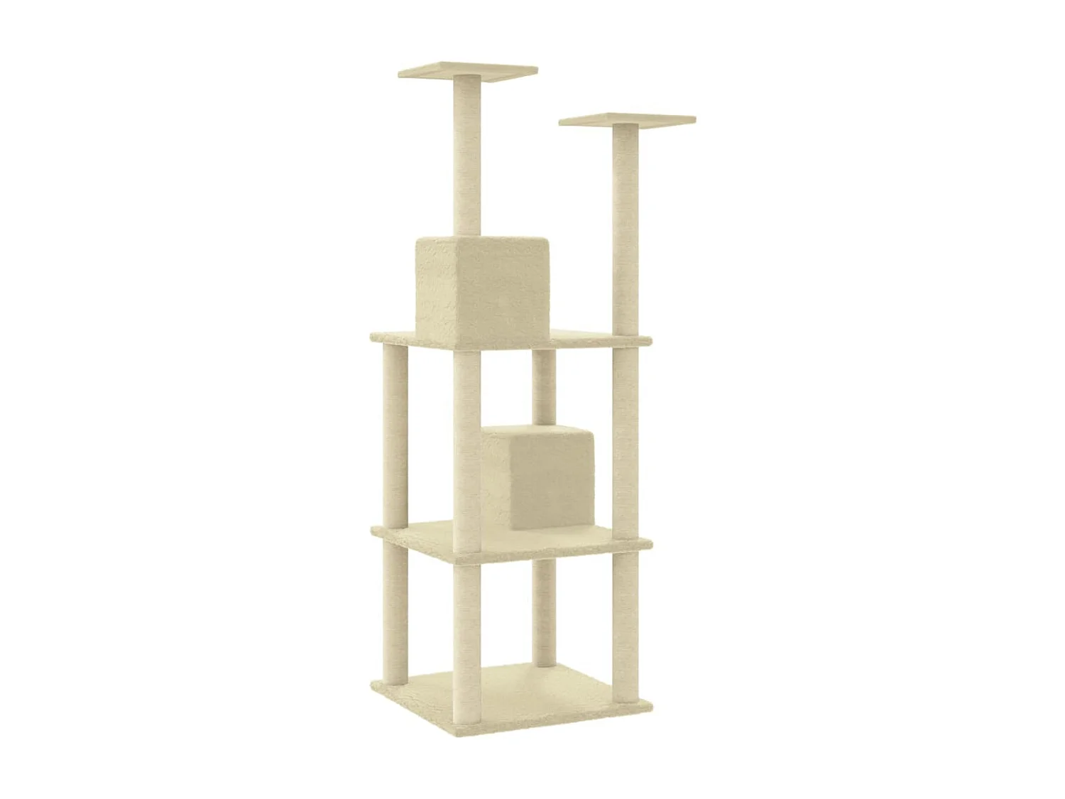 Rascador para gatos con postes de sisal color crema 141 cm
