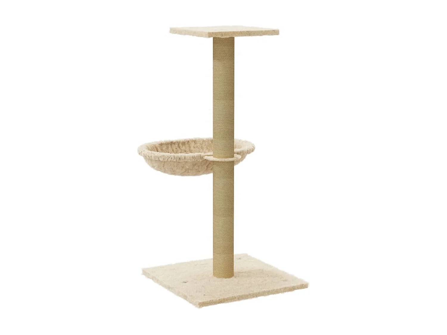 Kattenmeubel met sisal krabpaal 74 cm crèmekleurig