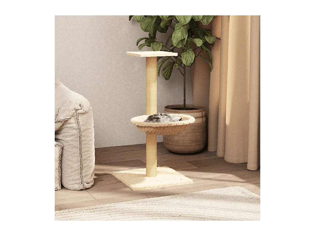 Árvore para gatos com poste arranhador sisal 74 cm cor creme