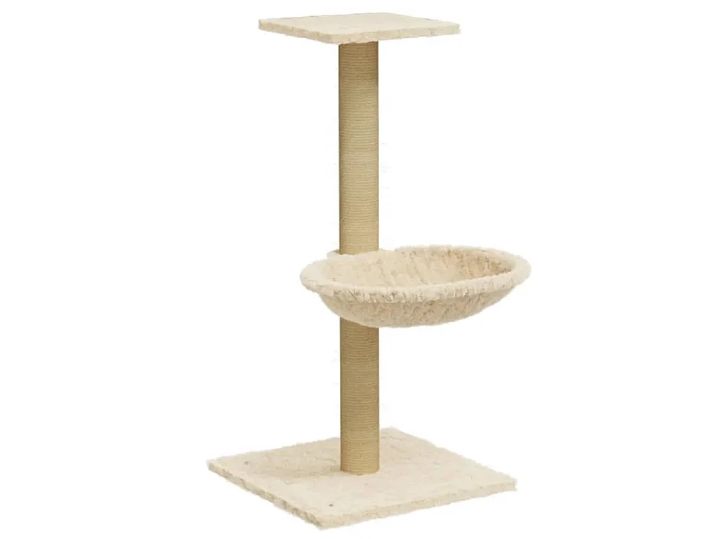 Arbre à chat avec griffoir en sisal Crème 74 cm