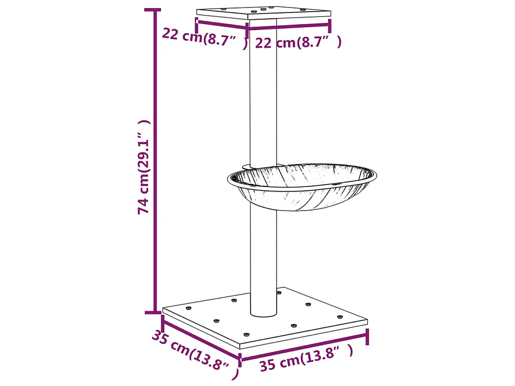 Arbre à chat avec griffoir en sisal Crème 74 cm