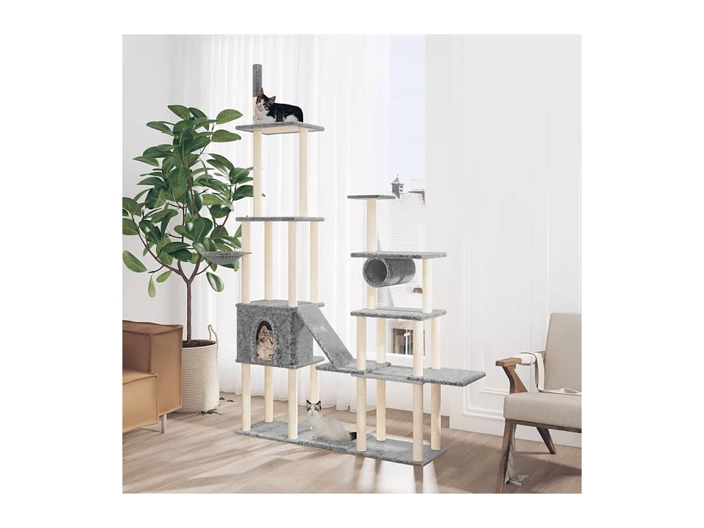 Arbre à chat avec griffoirs en sisal Gris clair 279 cm
