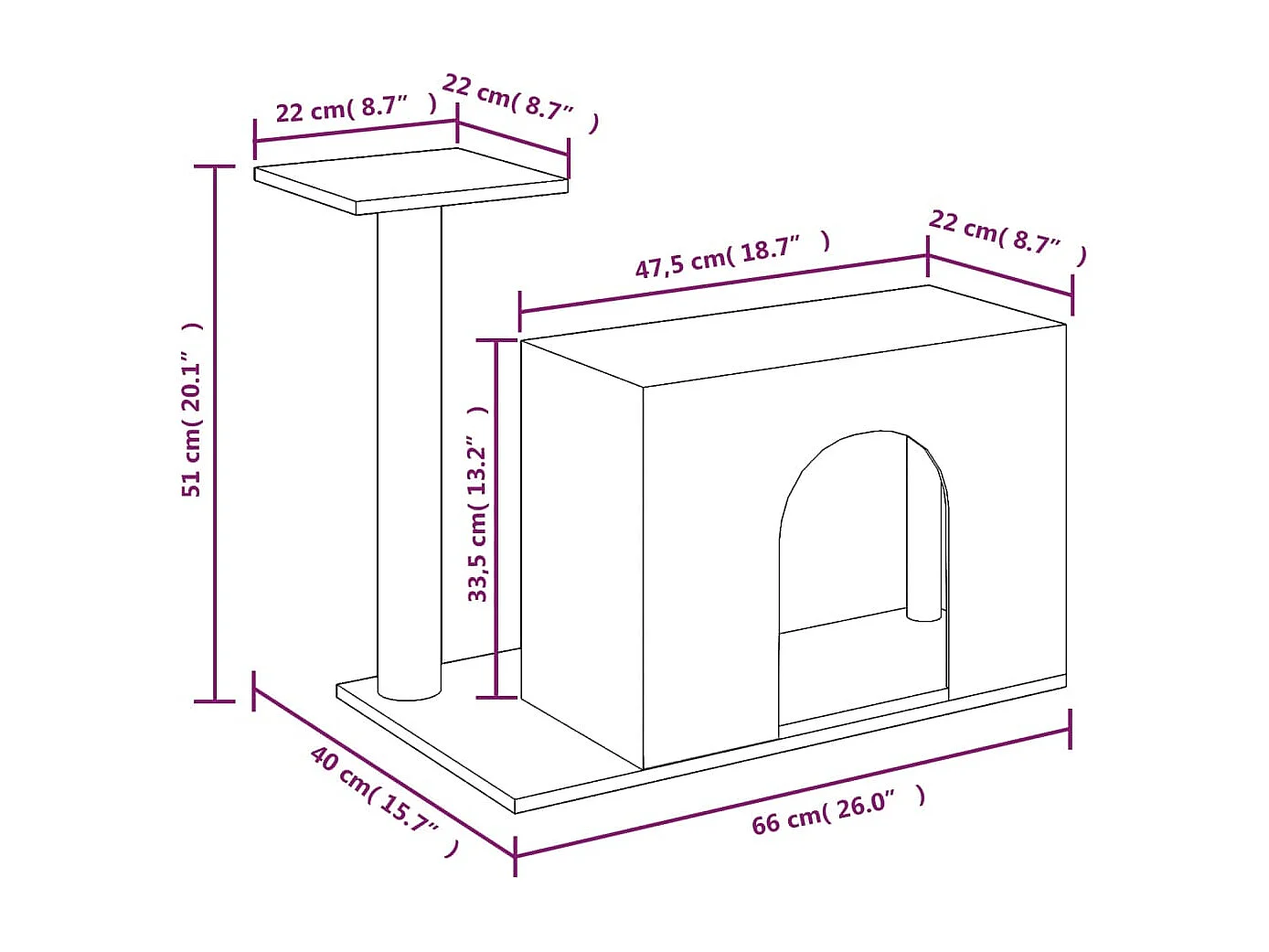 Kratzbaum mit Sisal-Kratzsäule Hellgrau 51 cm