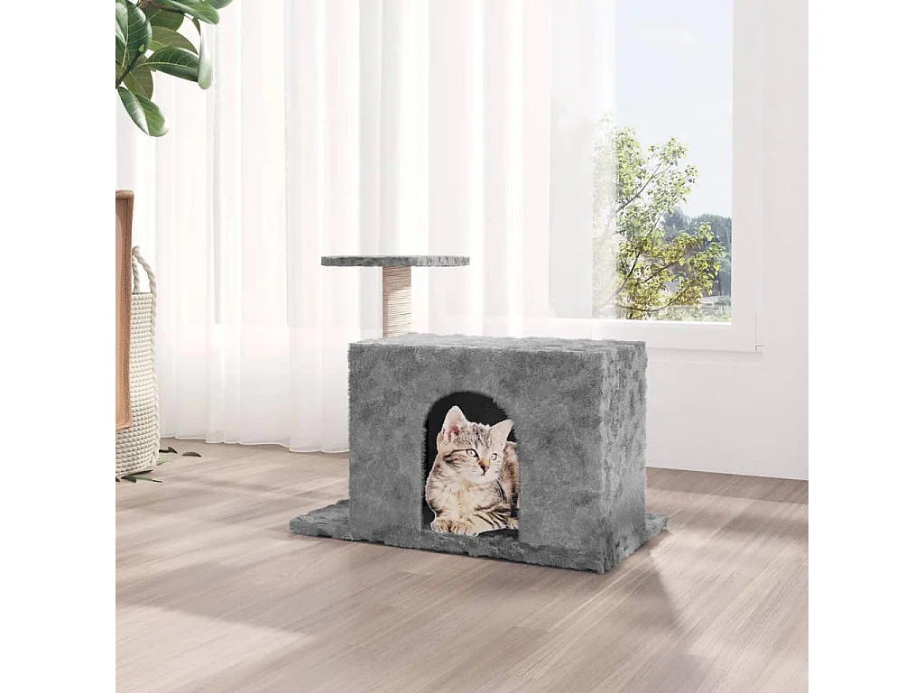 Árvore p/ gatos c/ poste arranhador sisal 51 cm cinzento-claro
