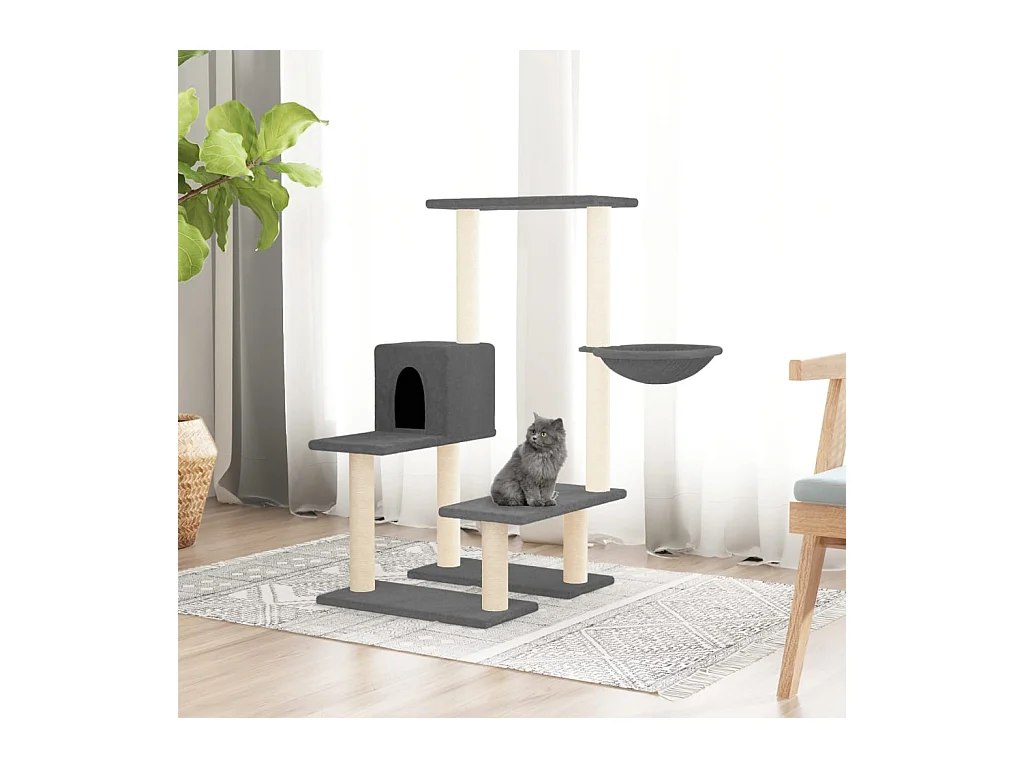 Árvore para gatos c/ arranhadores sisal 94,5 cm cinza-escuro