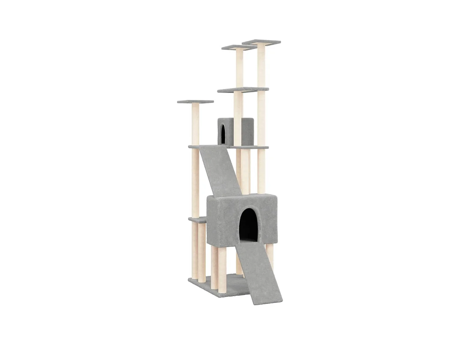 Árvore p/ gatos c/ postes arranhadores sisal 190 cm cinza-claro