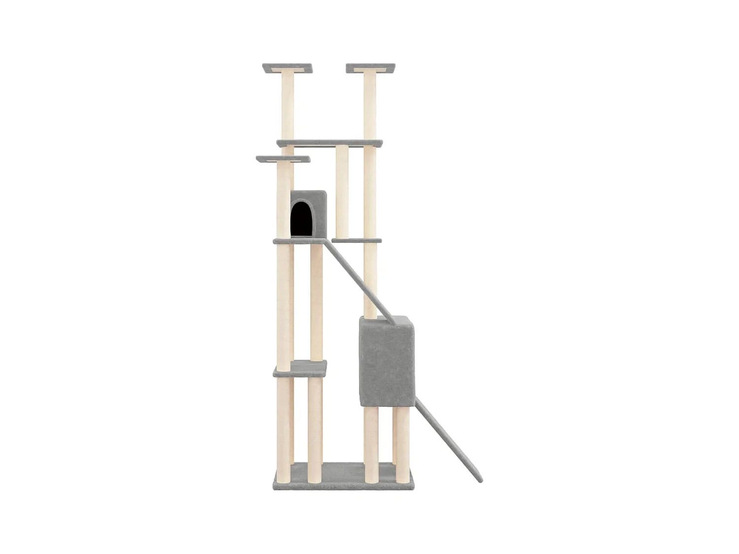 Árvore p/ gatos c/ postes arranhadores sisal 190 cm cinza-claro