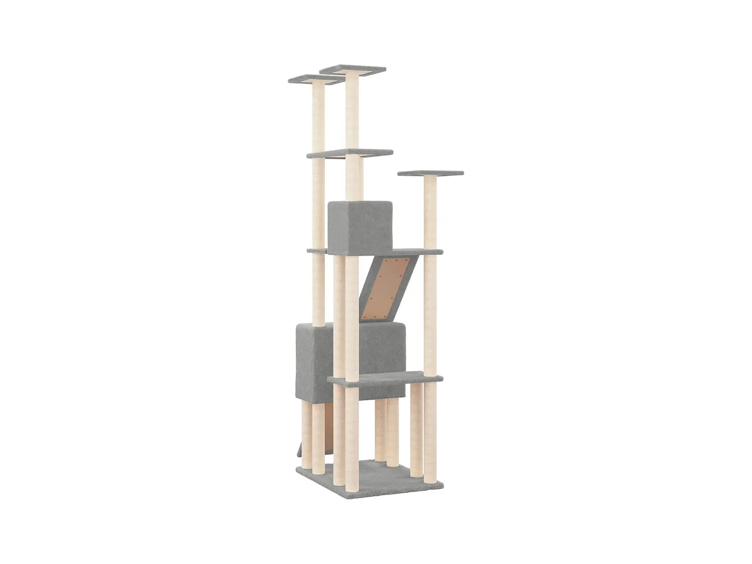 Árvore p/ gatos c/ postes arranhadores sisal 190 cm cinza-claro