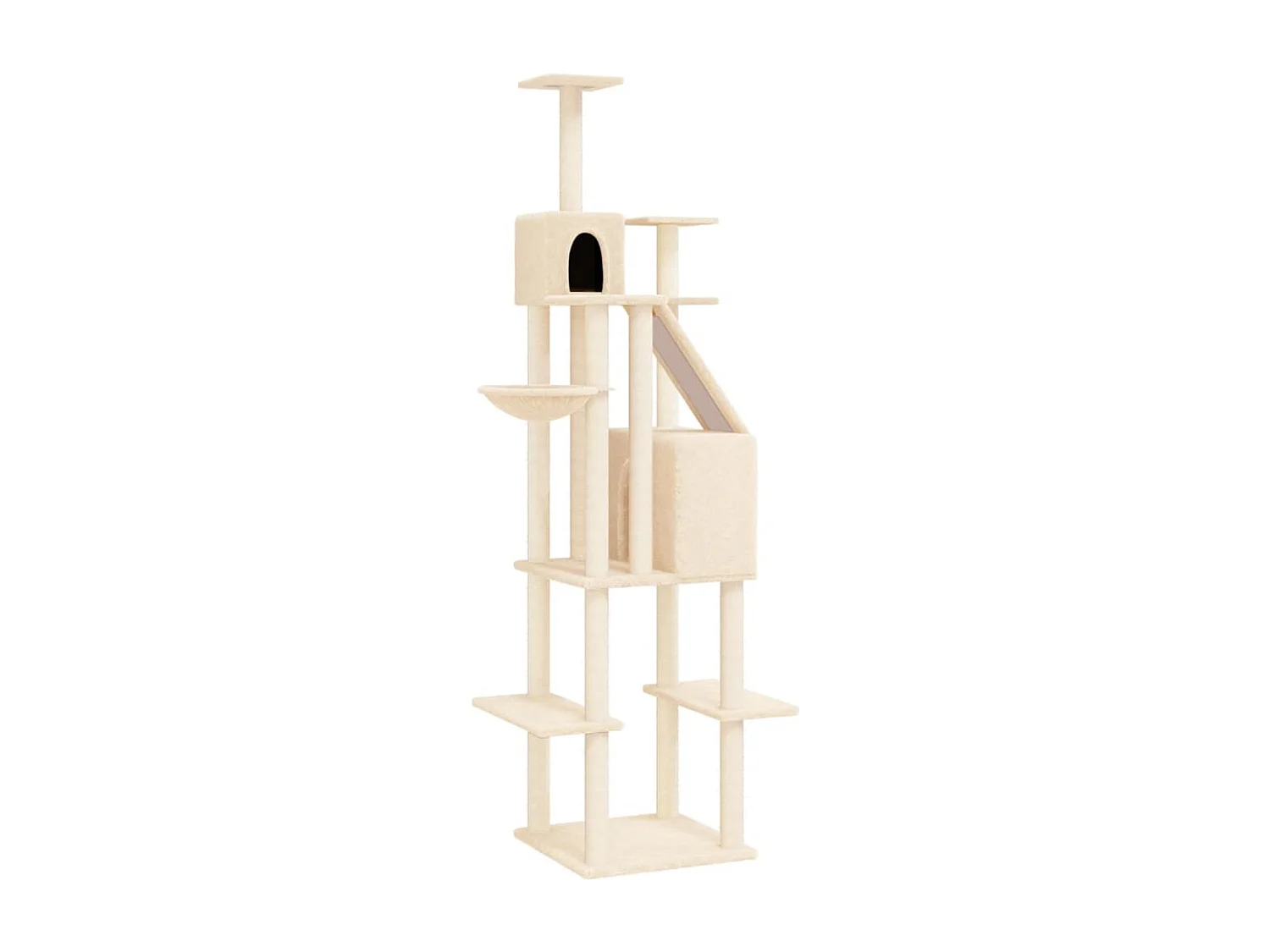 Kattenmeubel met sisal krabpalen 201 cm crèmekleurig