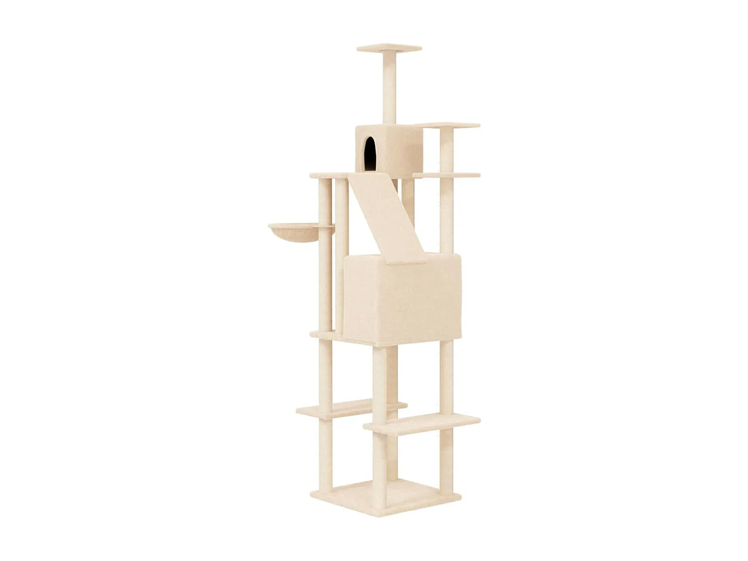 Kattenmeubel met sisal krabpalen 201 cm crèmekleurig