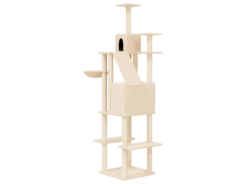 Kratzbaum mit Sisal-Kratzsäulen Creme 201 cm