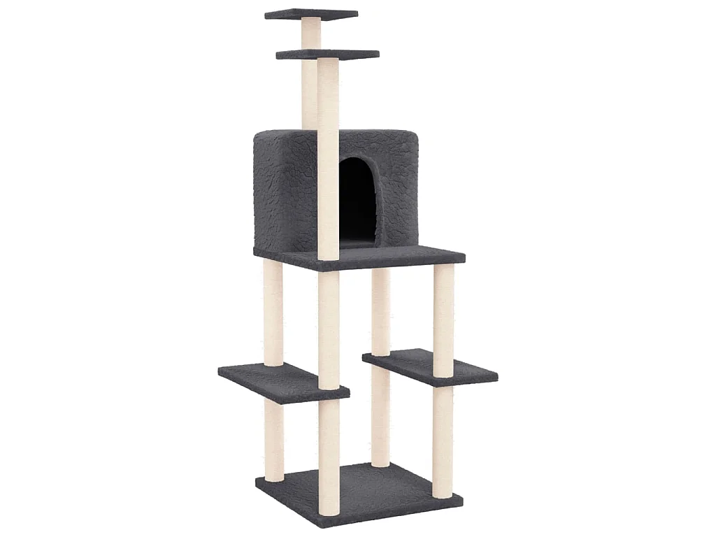 Arbre à chat avec griffoirs en sisal Gris foncé 144,5 cm