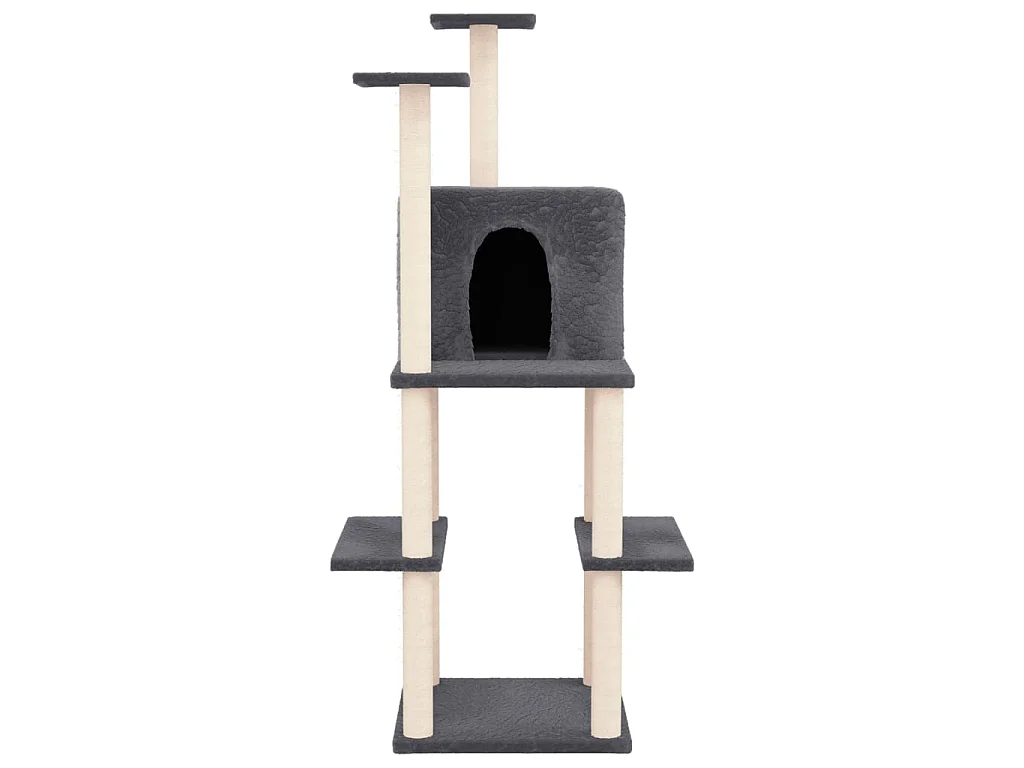 Arbre à chat avec griffoirs en sisal Gris foncé 144,5 cm