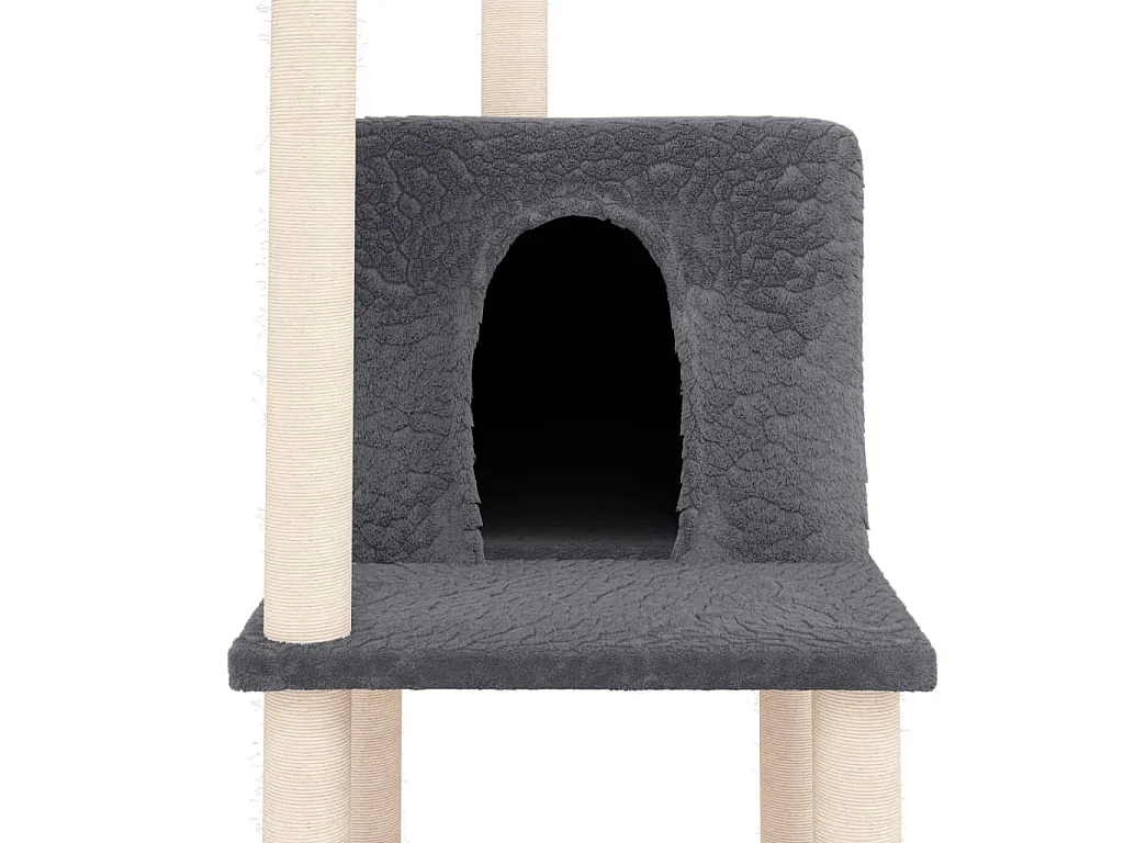 Arbre à chat avec griffoirs en sisal Gris foncé 144,5 cm