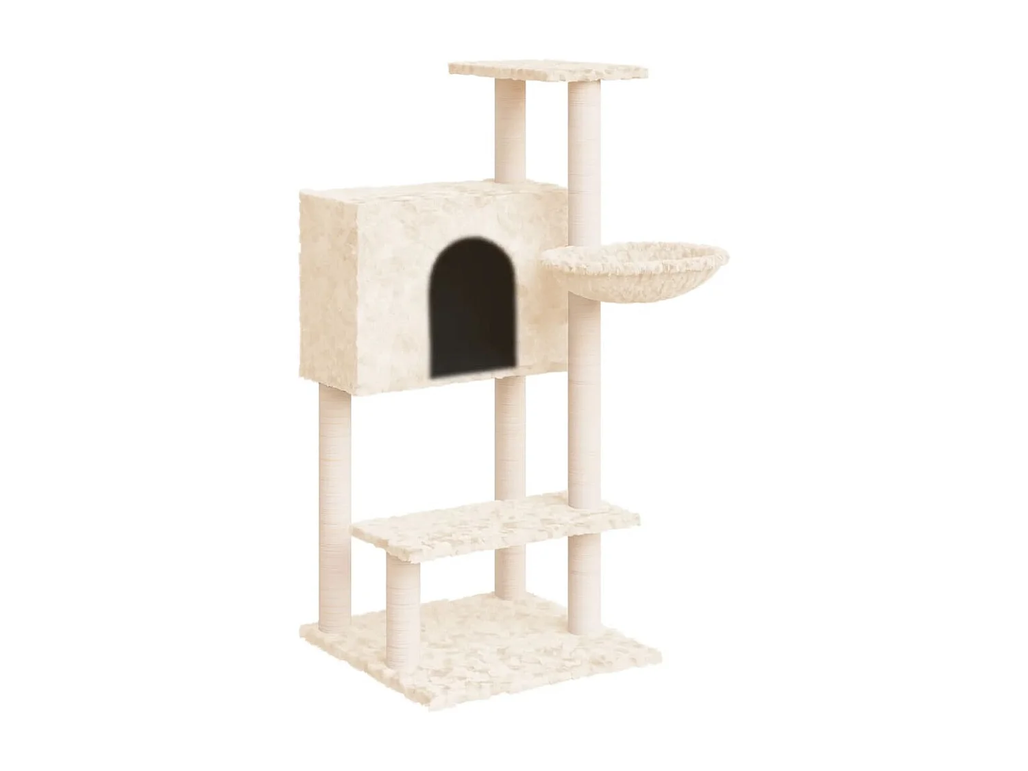 Árvore p/ gatos c/ postes arranhadores sisal 108,5 cm cor creme