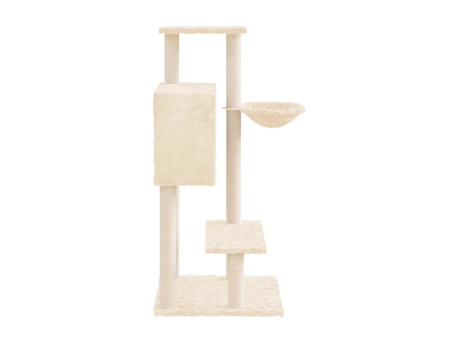 Árvore p/ gatos c/ postes arranhadores sisal 108,5 cm cor creme