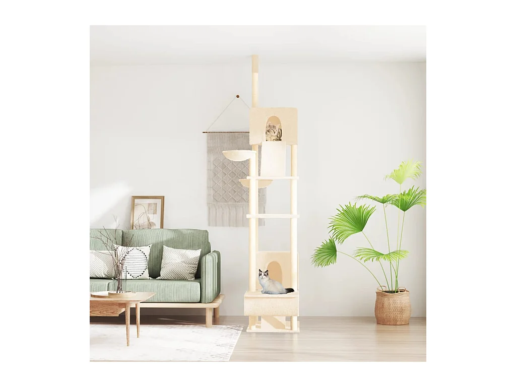 Arbre à chat du sol au plafond Crème 277-303 cm