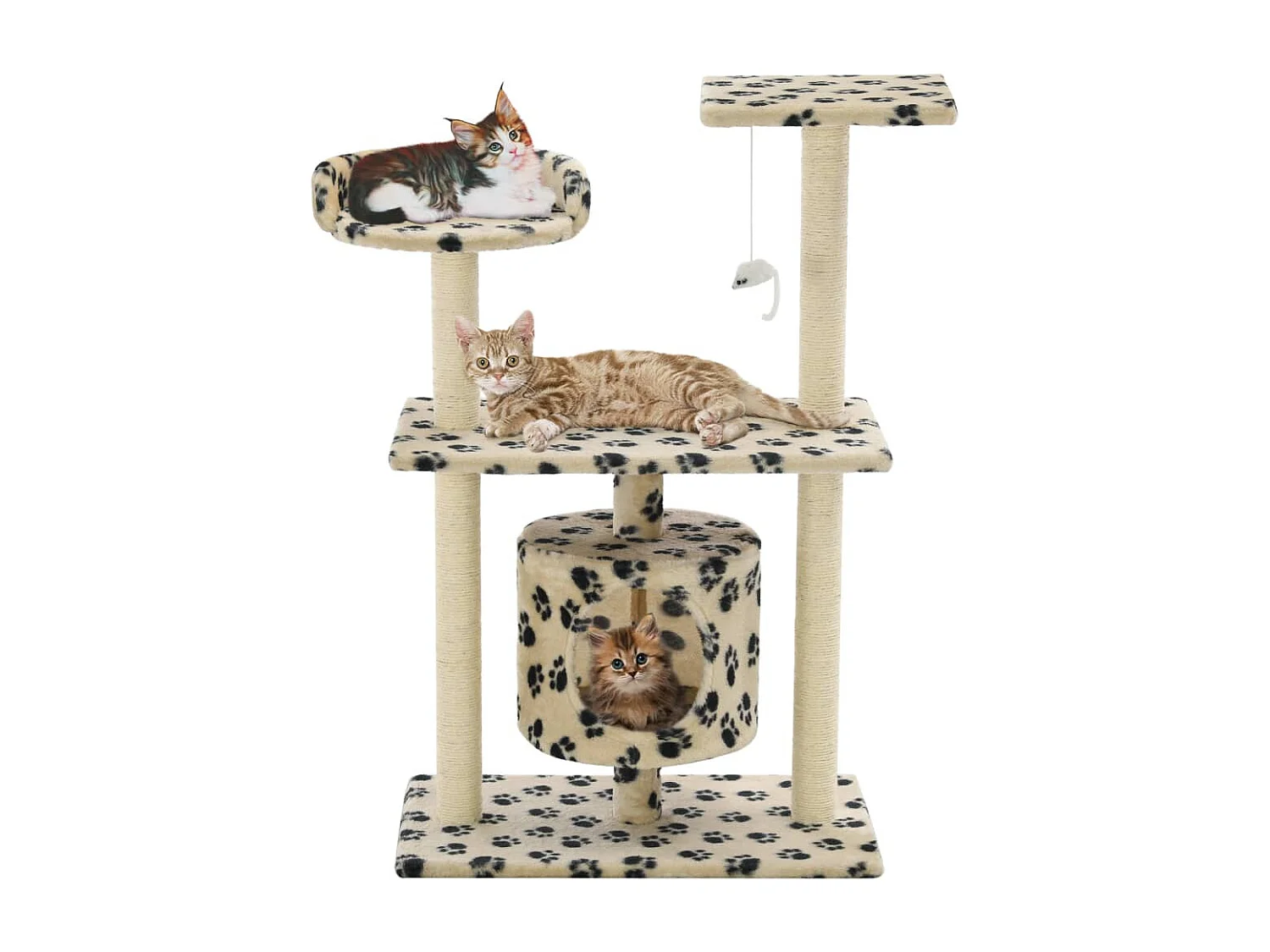 Árvore para gatos c/postes arranhadores sisal 95 cm bege