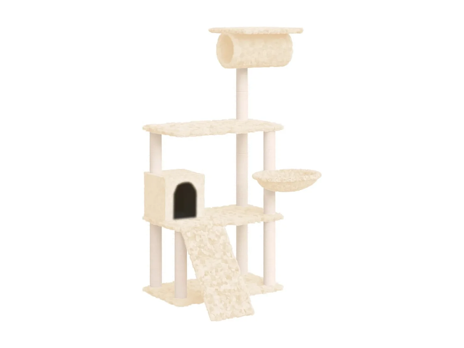 Arbre à chat avec griffoirs en sisal Crème 131 cm