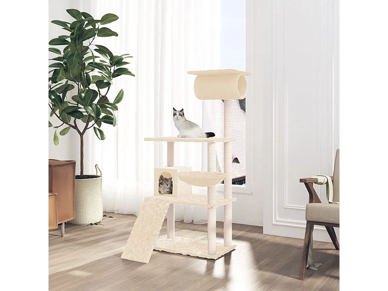 Arbre à chat avec griffoirs en sisal Crème 131 cm