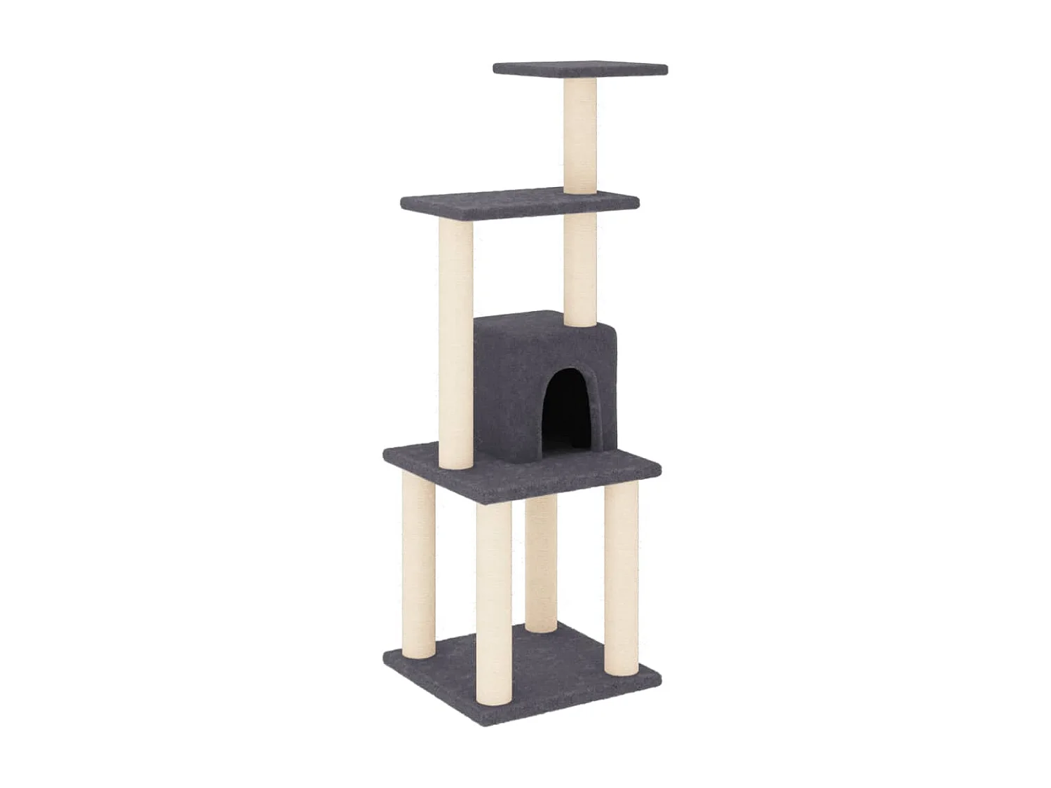 Árvore p/ gatos c/ postes arranhadores sisal 105cm cinza-escuro