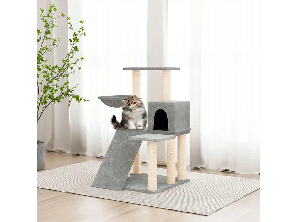 Kattenmeubel met sisal krabpalen 82 cm lichtgrijs