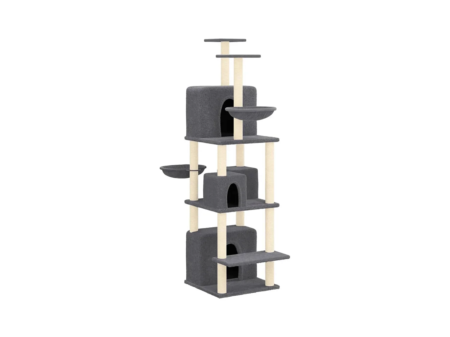 Arbre à chat avec griffoirs en sisal Gris foncé 180 cm